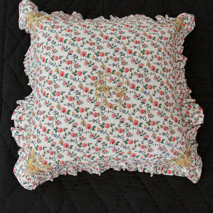 Bonjour Diary Pillow Case with Flounce Ivory Flower Print