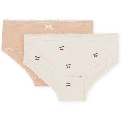 Konges Basic 2 Pack Girls Underpants GOTS~ Cherry & Toasted Almond