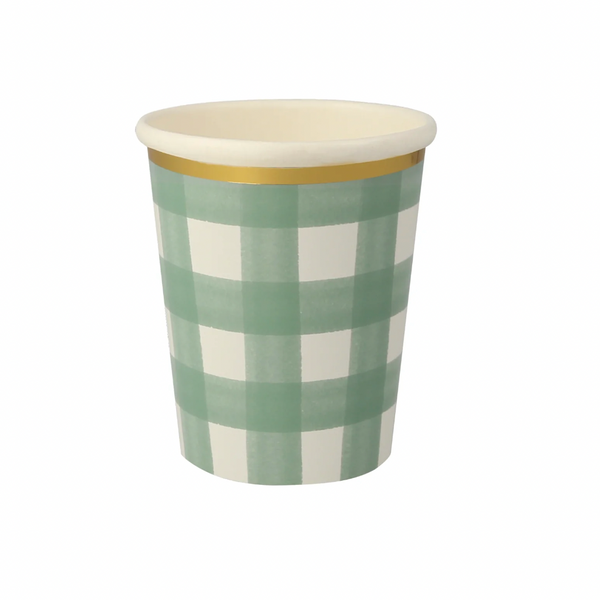 Meri Meri Green Gingham Cups