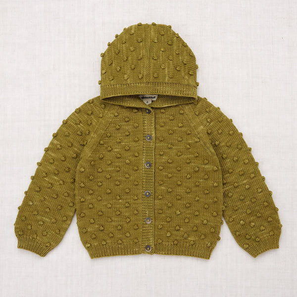 Misha & Puff Hooded Popcorn Cardigan ~ Tarragon | Wee Mondine