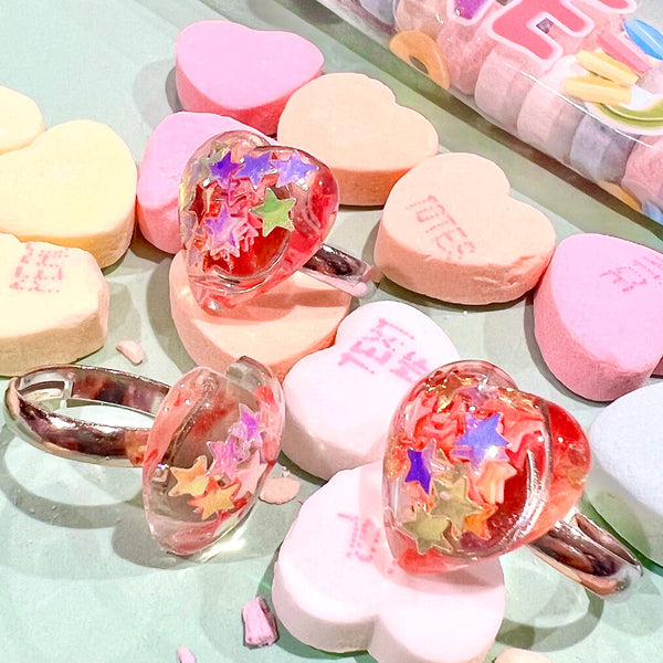 Pop Cutie Kids Confetti Heart Ring Valentines