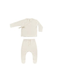 Quincy Mae Wrap Top + Footed Pant Set ~ Ivory