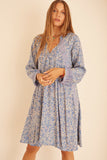 Natalie Martin Fiore Short Dress in Gloriosa Print Cornflower